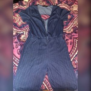 Cut Out Denim Jumpsuit